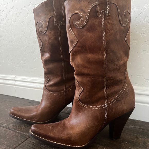 Steve Madden Tan Leather Heeled Boots - Picture 1 of 7